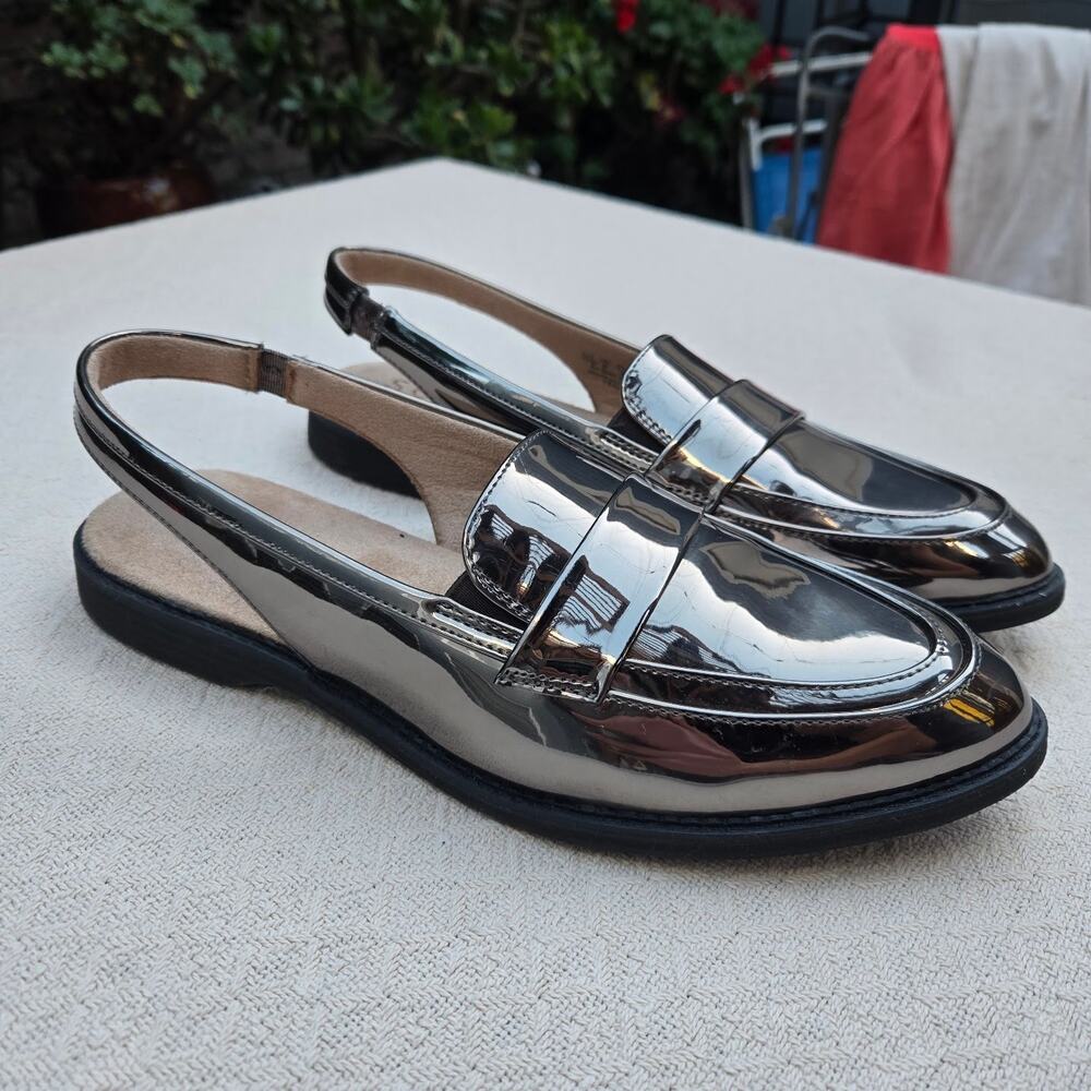 soul naturalizer gunmetal metallic penny loafers y2k